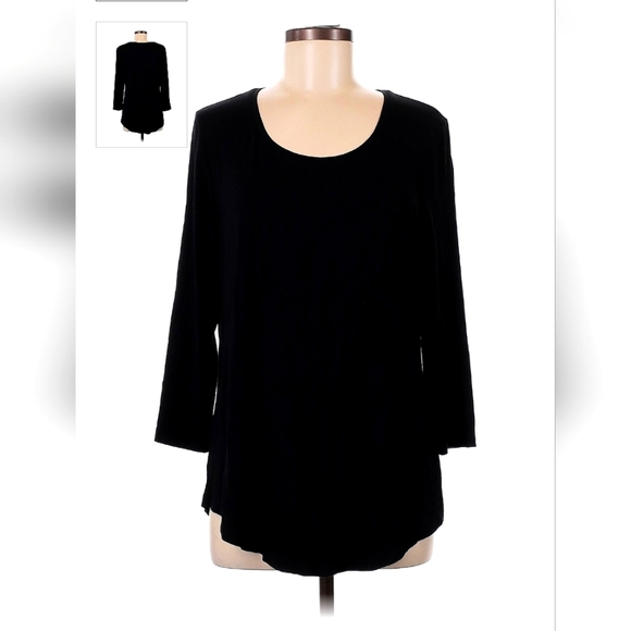 J M COLLECTION woman's TUNIC TOP new without tags BLACK size large - Picture 2 of 3